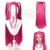 Perruque Mi ra K P0P Huntrs, Perruque Rose Longue Cosplay Enfants et Adultes, Mi ra Perruque Enfant pour Halloween Carnaval Fête Cosplay, Cadeau Mignon pour Les Fans