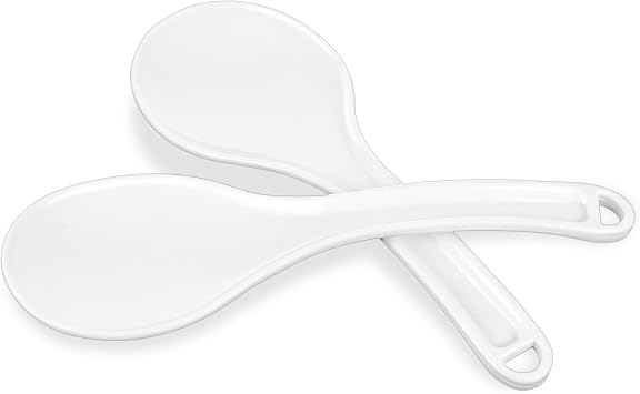 Plastic Rice Paddle, 2PCS Rice Spatula White Plastic Non-stick Paddle for Kitchen Restaurant Cooking Utensil 7.7 Inch
