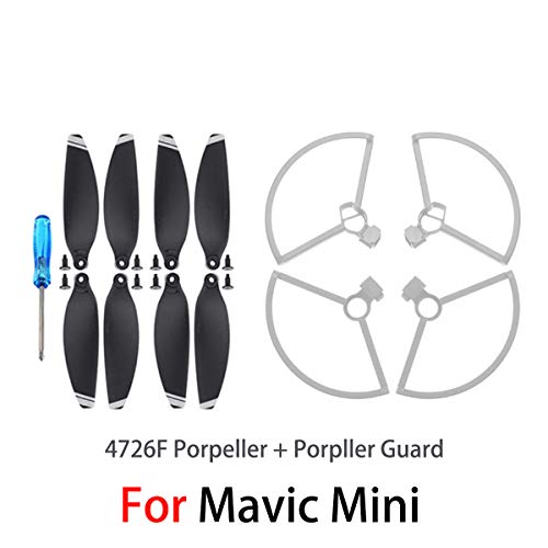 2 paia 4726F eliche lama & 1 set elica protezione anello ala copertura per Mavic Mini-grigio