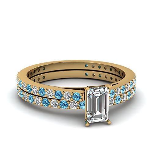 Image of 55Carat Choose Your Gemstone Emerald Shape 14k Yellow Gold Plated Wedding Ring Classic Delicate Diamond CZ Everyday Wedding Jewelry Handmade Ring Minimal Surprise Gifts for Ladies : US 4 to 12