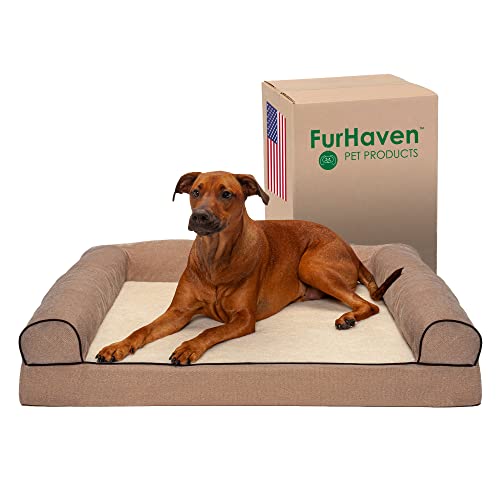 Furhaven Xl Orthopedic Dog Bed Sherpa & Chenille Sofa-Style W/ Removable Washable Cover - Cream, Jumbo (X-Large) #TOP5