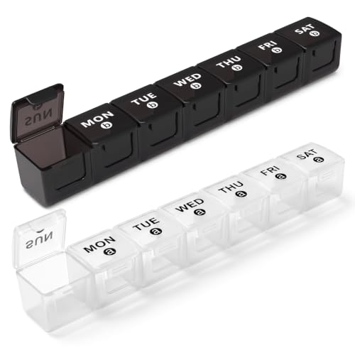 Image of 2-Pack Weekly Large Pill Organizer, Pill Container 7 Day Pill Box