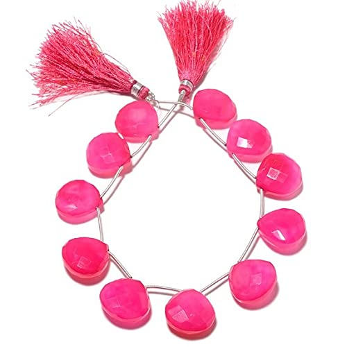 Chalcédoine rose hot pink en cœurs facettés de 17mm pour haute bijouterie