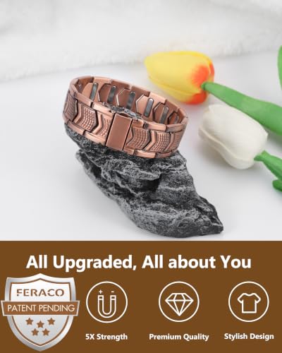 Image of Feraco Copper Magnetic Bracelets for Men,Pure Copper Jewelry Gift