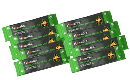 Homefire Natural Instant Light Fire Logs, for Open Fires, Multi-fuel Stoves, Wood Burners, and Campfires, Smokeless and Odourless, (Pack of 10)