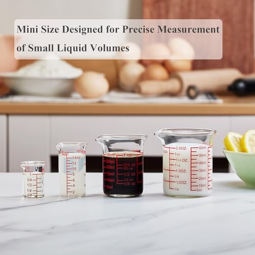 Image of Ackers BORO3.3 Mini Borosilicate Glass Measuring Cup Set, 4-Piece, 5-60 ml
