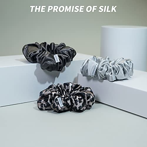 Mtsnoo Silk Scrunchies For Hair Sleep 100% Pure 22 Momme Mulberry Silk Scrunchies For Curly Hair With Elastic Band 3 Pack Silk Hair Ties Ropes Scrunchies Set For Women Girls #TOP5