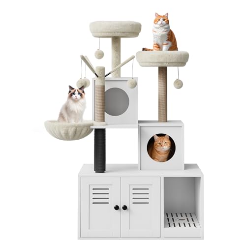 Árbol para Gatos de Madera Multi-nivel con Caja de Arena
