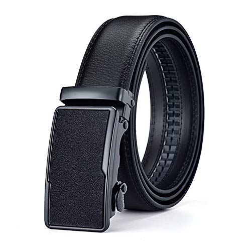 Men Genuine Luxury Leather Belts for Men,Strap Male Metal Automatic Buckle(39 IN, Square Matte)