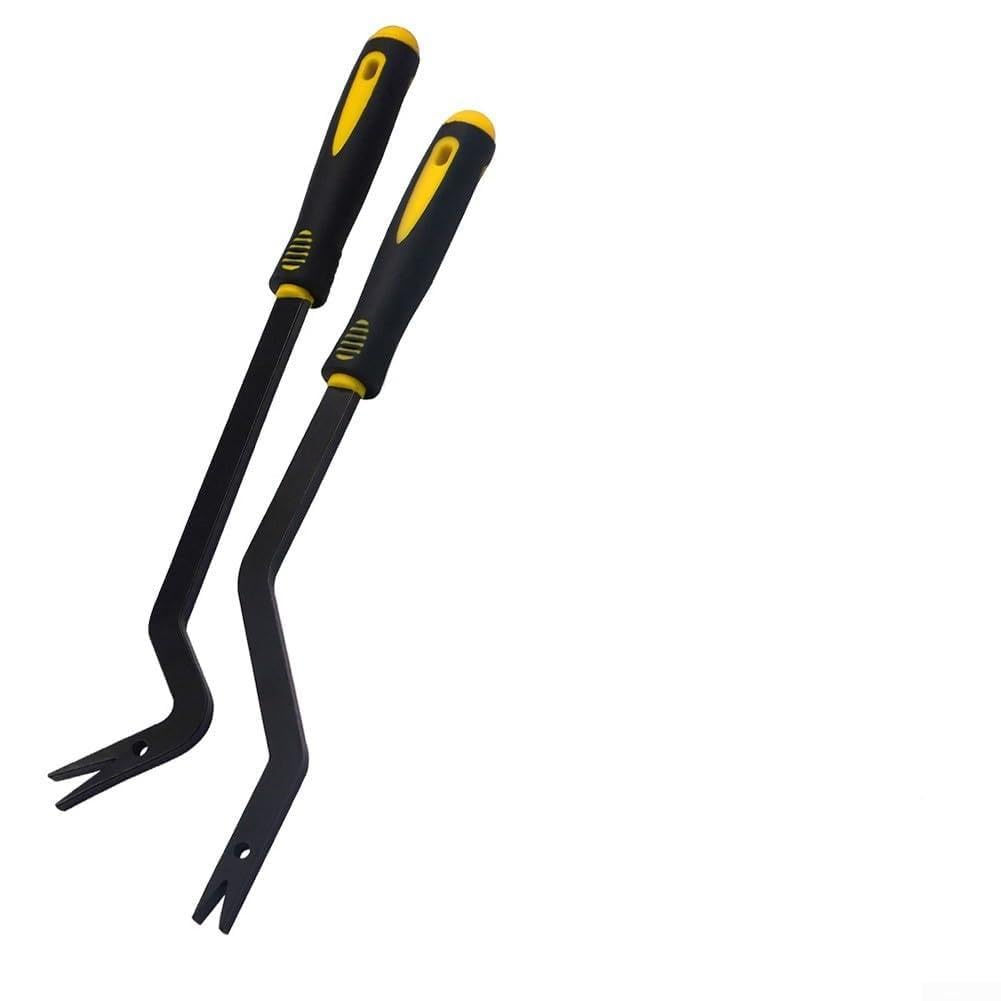 Herramienta de liberación de manija de techo para vehículos compatibles - Herramienta de extracción de molduras de acero automotriz para manijas de pasamanos T10518/T10518A, curva (curvada + recta)