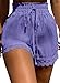 Dokotoo Women's Shorts Fashion Lace Trim Drawstring Elastic Waist Purple Short Pants Lightweight Loose Athletic Beach Cover ups Medium