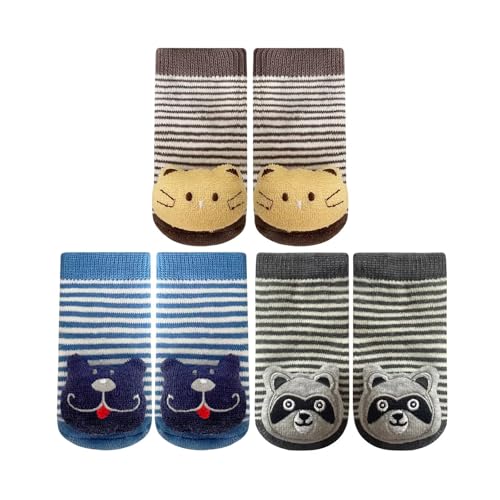 Image of PUPPET Baby Rattle Socks Boys Girls for 0-6 Months Plush Animal Set Cat Bear Raccoon Adorable Infant Boogie Toes Rattle Socks Series