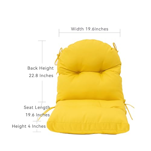Image of QILLOWAY Tufted Outdoor Chair Cushion Set of 4, Waterproof 43x20x4 Inch Non Slip Replacement Pad for Wicker Lounge Patio Furniture, Yellow
