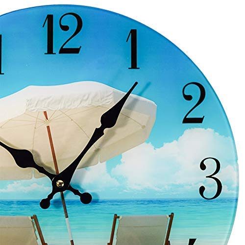 Sea Creations Glass Wall Clock 13" - Coastal, Nautical, and Beach Themed | Decorative Timepiece | Home Decor for Living Room, Bedroom, or Beach House | Beach Chair - Image 5