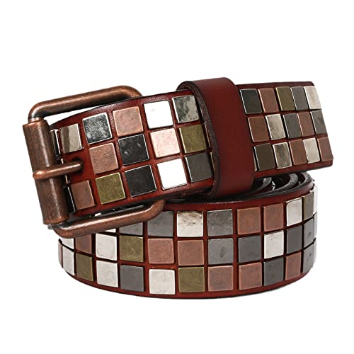 Ceinture en cuir cloutée haut de gamme ornée de rivets métalliques