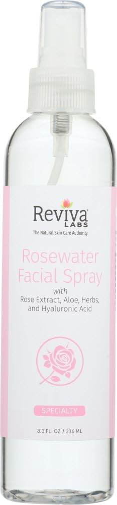 Reviva Labs Facial Spray, Rosewater, For Normal to Dry Skin, 8-Ounces (Pack of 3)