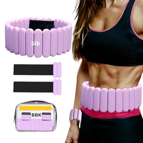 BBK Up to 5 LBS Adjustable Weighted Belt For Women and Men Weighted Walking Exercise Belt for Gym Strength Training Wrist & Ankle (Pink)