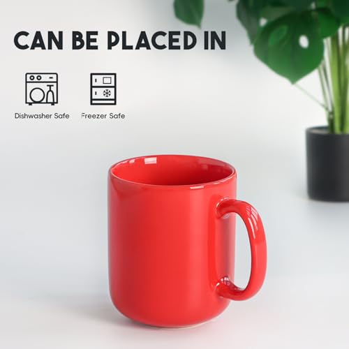 Taza grande de cerámica roja 20 oz con asa miniatura 4