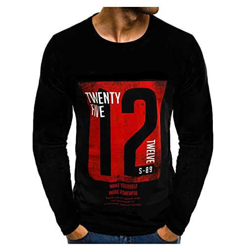 Camiseta De Manga Larga Estilo Estampada Longsleeve Cuello Redondo Manga Larga Camiseta Casual Camisetas Camisa para Hombre Camisa de Entrenamiento