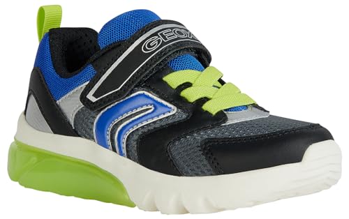 Geox J Ciberdrone C Undefined's Light Built Flexy Strap Sneakr Trainers (Black Blue, US 13)