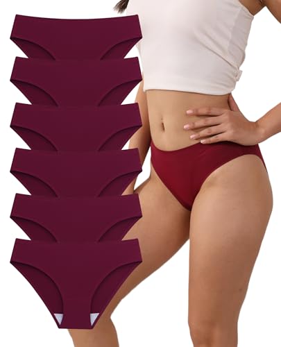 Image of Women's Seamless Underwear Stretch Bikini Panties No Show Invisible Hipster XS to 3XL 6 Pack