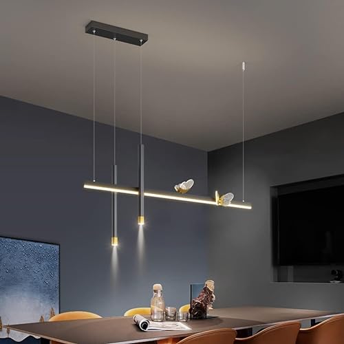 Lustre linéaire à LED intensité variable avec spot noir doré réglable