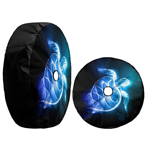 Image of Blue Sea Turtle Pattern Spare Tire Cover with Backup Camera Hole Wheel Tire Cover Fit Trailer, RV, SUV and Many Vehicle 17inch, 17'' with Backup Camera Hole