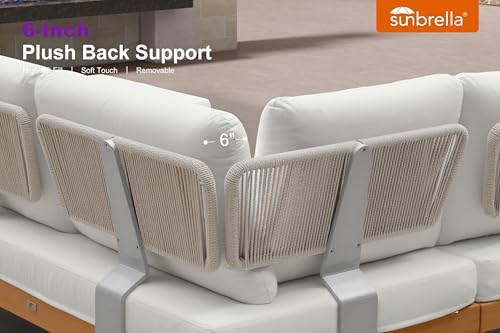 Image of PURPLE LEAF Patio Furniture Set Outdoor Sectional Sofa with Fade-Resistant Cushions and Ottoman Wicker U-Shaped 8 Pieces Aluminum Conversation Sets for Balcony Yard Garden Poolside, White