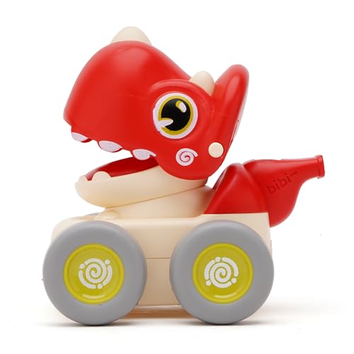 Image of Press and Go Whistle Dino Toy for Kids | Fun Push and Play Dinosaur Toy | Cute Dino Design with Sound | Made with Safe ABS Plastics | Playtime Gift Red Colour