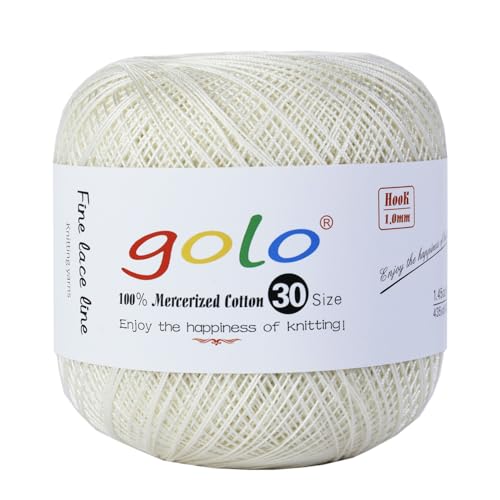 Image of golo Crochet Thread Size 30 Yarn for Hand Kniting Tatting Classical White 222