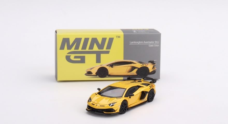 True Scale Miniatures Model Car Compatible with Lamborghini Aventador SVJ Giallo Orion Limited Edition 1/64 Diecast Model Car MGT00563