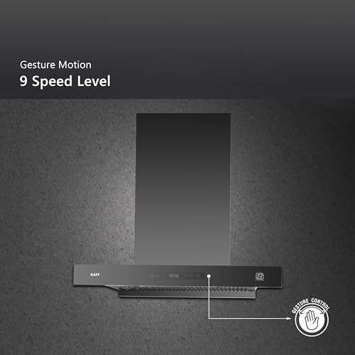 Image of KAFF ASHPRO 60 cm, 1450 m /hr Suction BLDC Filterless Kitchen T- Shape Chimney | Dry Heat Auto Clean | | Touch & Gesture Control | Matte Black | LED Lights | Oil Collector