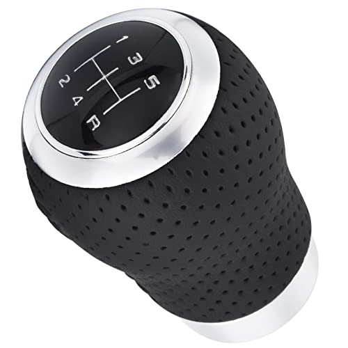 Arenbel 5 Speed Manual Gear Shifter Stick Handle Black Stitched Leather Shift Lever Knob Replacement Fit Most Trucks Cars #TOP5