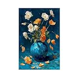 QIOTBVV Kunstdruck auf Leinwand, Motiv: lebendige Blumenvase, Wandkunst, Druck, Gemälde für Wohnzimmer, Schlafzimmer, Dekoration, 30 x 45 cm