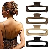 Nalodu 5 Inch Large Hair Claw Clips, No Slip Matte Square XL Hair Clips for Thick Long Curly Hair, Women's Big Rectangle Strong Clips, 4 Pack