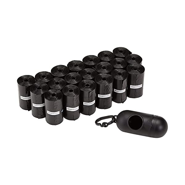 Amazon-Basics-Standard-Dog-Poop-Bags-With-Dispenser-and-Leash-Clip-Unscented-300-Count-20-Pack-of-15-Black-13-Inch-x-9-Inch Amazon-Basics-Standard-Dog-Poop-Bags-With-Dispenser-and-Leash-Clip-Unscented-300-Count-20-Pack-of-15-Black-13-Inch-x-9-Inch