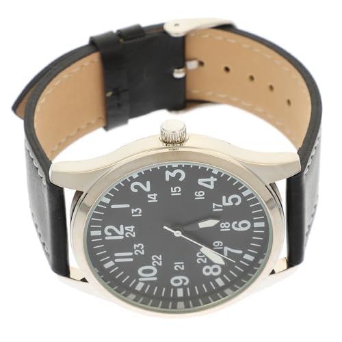 VERDANVERSE Reloj de Pulsera para Hombres con Movimiento Preciso Resistente al Agua Correa Ajustable de Cuero Negro Diseño Luminoso Multifuncional para Uso Diario y Negocios