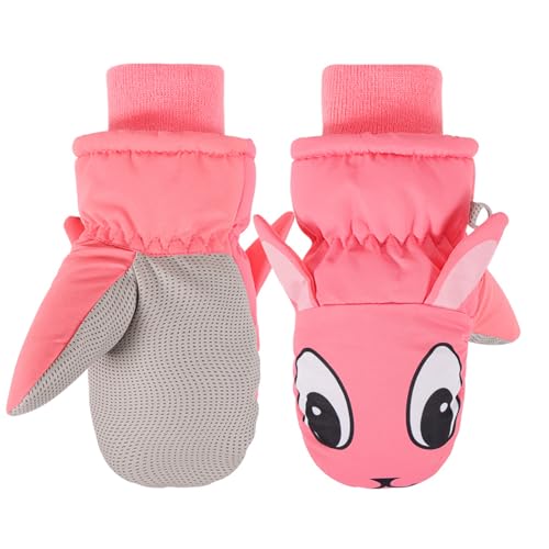 Jupsk Gants Ski Enfant d'hiver Mitaine Moufle Imperméables Chaudes Velo Gants de Ski Snowboard Fleece Gloves pour Fille Garçon 2-9 Ans(Lapin, Requin,...