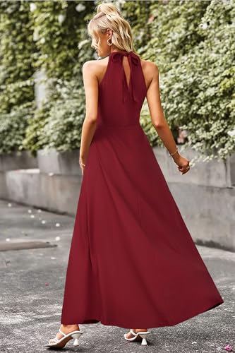 Image of STYLEWORD Women's Summer Floral Halter Maxi Dress Vacation Semi Formal 2026