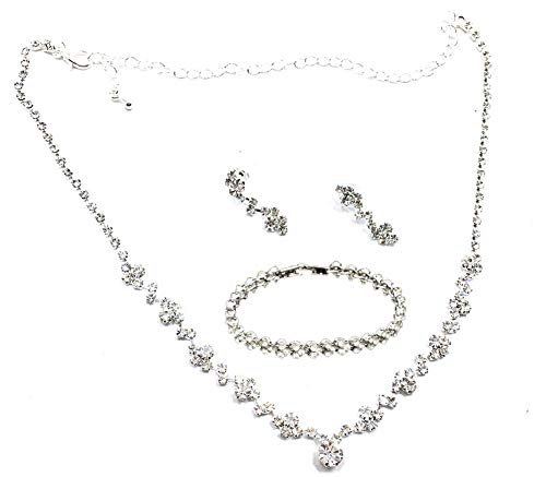 [KimBerley] 3点セット ネックレス*ピアス*ブレスレット ラインストーン ジュエリー アクセサリー フォーマル