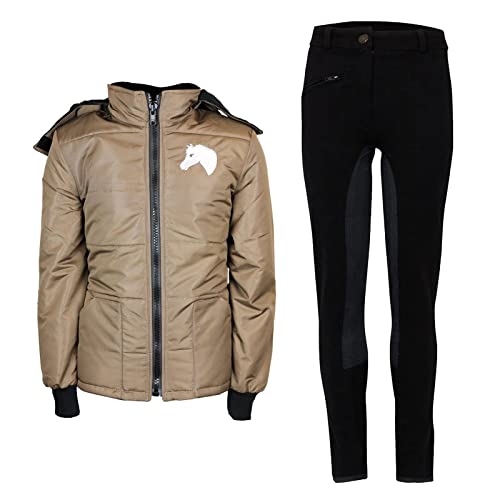 MS-Trachten Reitset Kinder Reitjacke Mia braun gesteppt mit Reithose schwarz/schwarz (134/140) Cover