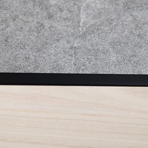 Trimold 3 Stück Aluminium-T-Formleisten, Zierleisten und Bodenübergangsleisten, flache Trennleiste für Türschwellen und Verbindungsböden von Laminatdielenfliesen (0,9 m x 4 cm, Mattschwarz)