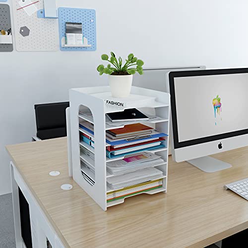 Natwind Office 7 Tiers File Paper Organizer For Desk Desktop White File Holder Office Desk Organizer Mail Letter Tray & Paper Sorter Document Notebooks Storage Rack For Home Office School Classroom #TOP5