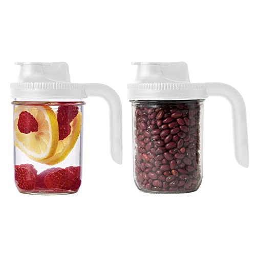 Jarware 82690 White Spout Mason Jar Lid With Handle, Wide Mouth, Set Of 2 #TOP9
