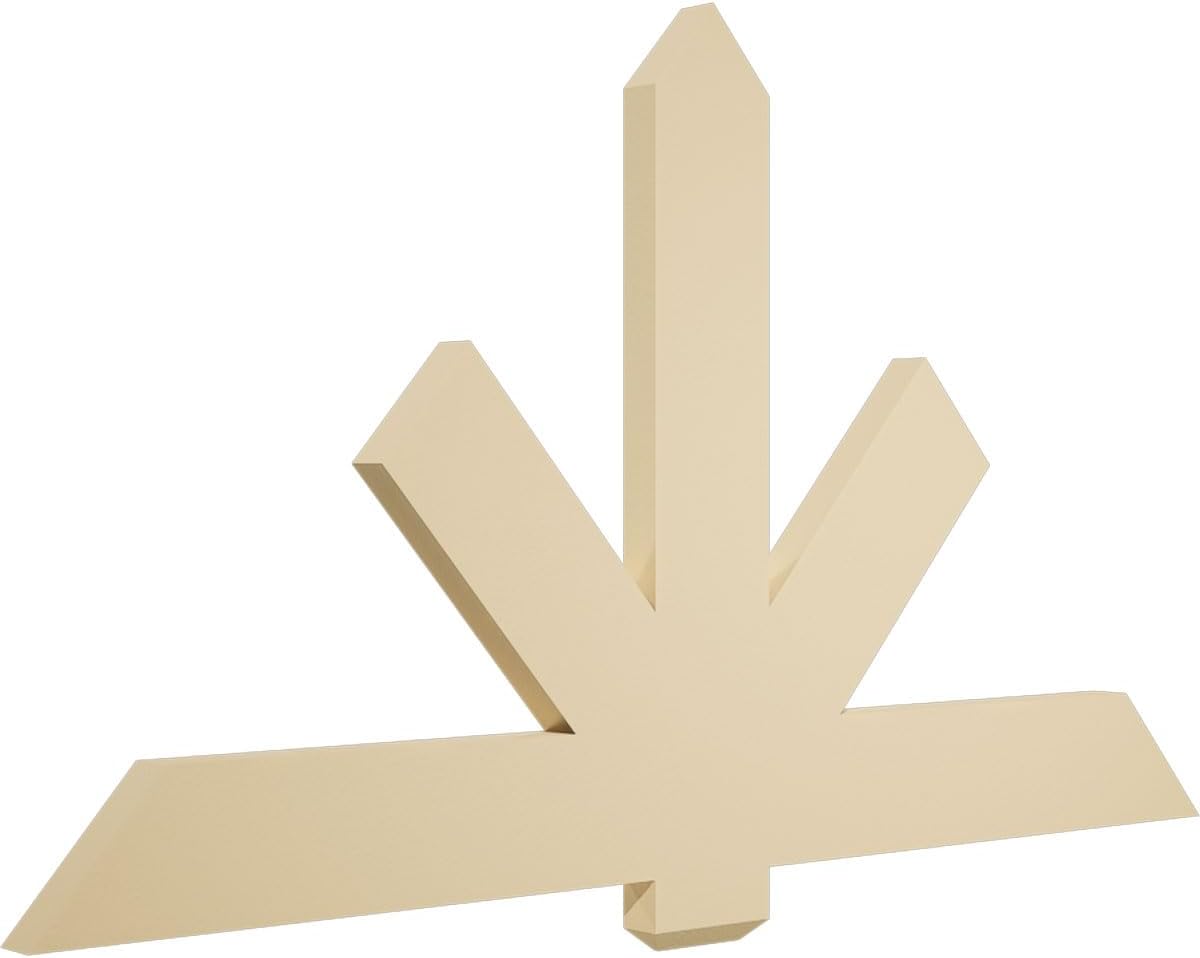 60"W x 35"H x 2"D x 6"F, 14/12 Pitch, Kennewick Signature Urethane Gable Bracket, Primed Tan