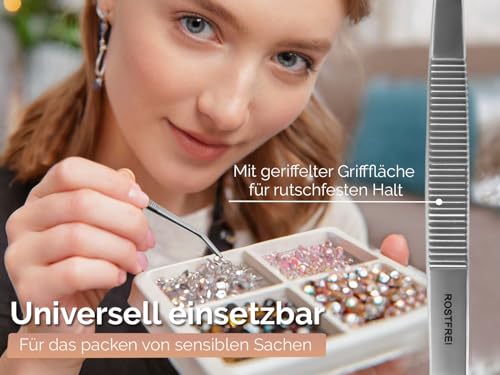 Gebogene Pinzette - 12,5 cm - mit Innenzahnung - rostfreier Edelstahl