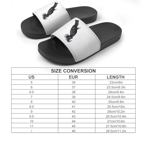 Black Cockatoo Bird Non Slip Slides Sandals for Women Men Quick Drying Shower Shoes for Bathroom Pool Beach2