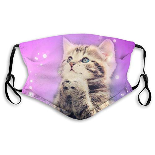 Fillter Face Cloth For Men Praying Kitten Washable Waterproof Mouth Half Face Ear Loops For Camping Double Protection
