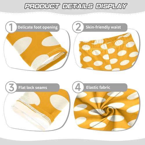 senya Girls Printed Leggings Yoga Pants Orange Background White Oval Dots for Kids in 4t to 10 Years, 4T3