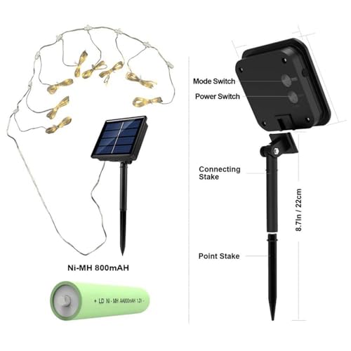 Solar-Regenschirm-Lichter mit Fernbedienung, 104 LED, 8 Modi, Wasserdicht IP65, 880mAh Batterie, Lichterkette für Innen- und Außenbereich